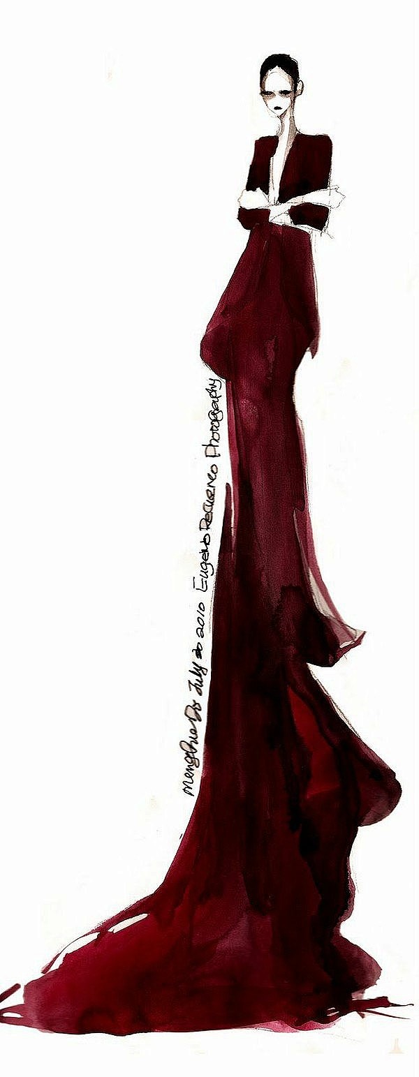手稿 插画手绘 手绘 礼服…_来自向日葵...