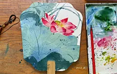 水彩扇面·夏日荷韵系列 步骤图参考图分享~ - 小红书