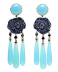 LYDIA COURTEILLE | Agate and sapphire floral drop earrings