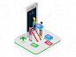 Animated Isometric Illustrations for helpshift 