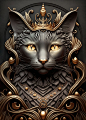 'Queen Cat Golden Art Deco' Poster by Luong Phat | Displate
