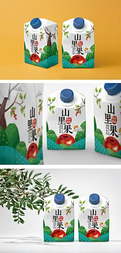 嶂石岩山里果山楂饮料包装插画设计以及各规格延伸设计-古田路9号-品牌创意/版权保护平台