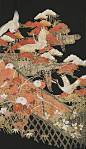 The detail of vintage Tomesode kimono, 1950s, Japan: 