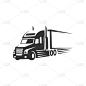 卡车物流矢量剪影标志模板。完美的交付或运输行业标志。简单的深灰色