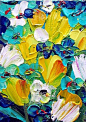 turquoise and yellow painting - stunning colors!: 