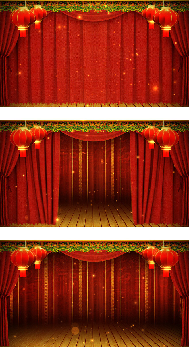 春晚相声演员上台红色幕布打开动画高清背景