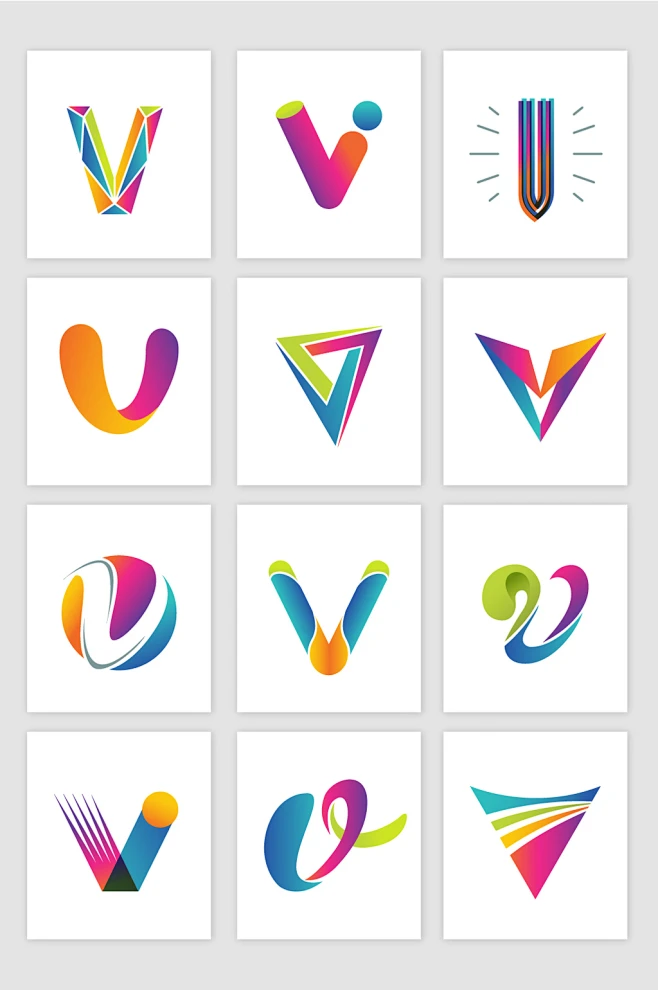 V字母标志logo矢量设计图形-花瓣网