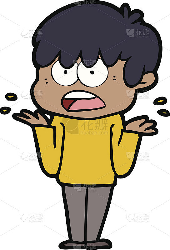 担心卡通男孩