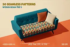 50款中世纪复古几何无缝拼接面料布料壁纸图案设计ai矢量设计素材素材