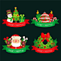 Flat design christmas badge collection