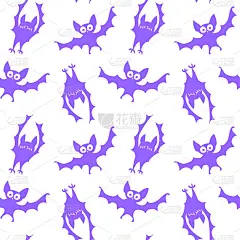 飞行的蝙蝠无缝模式。可爱的幽灵矢量插图。万圣节的背景和纹理在卡通风格