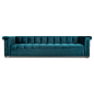 Dean Martin Sofa in Mystere Peacock : This is the kind of sofa you can have in a lounge or a study and it just sets the mood. Completely tufted in rich, smooth Mystere Peacock velvet, this sofa has 