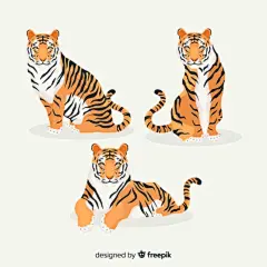手绘风格老虎插画素材合集