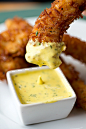 Crunchy Coconut Chicken Strips with Honey Mango Dipping Sauce