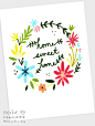 home sweet home flower print by PaperPlants on Etsy