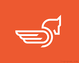 标志说明：抽象的飞马logo设计欣赏。