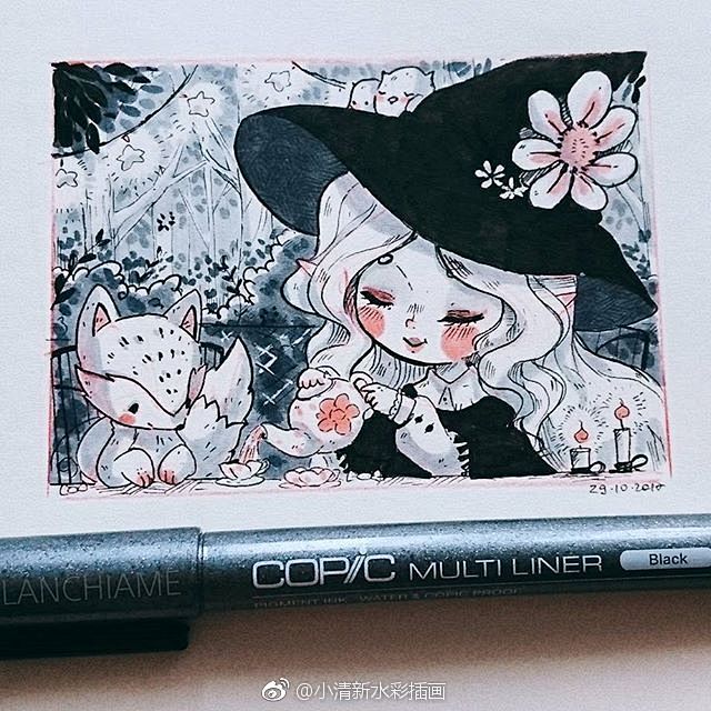 针管笔手绘，卡通插画~
ins：blan...