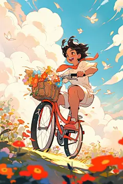 旅途中的风景晴朗风光插画