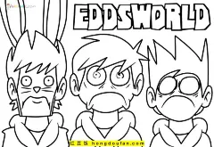10张《埃德的世界》奇奇怪怪的男孩子卡通涂色图片-红豆饭小学生简笔画大全