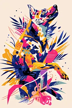 手绘狗狗动植物插图插画