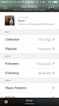 Rdio iPhone user profiles, lists screenshot