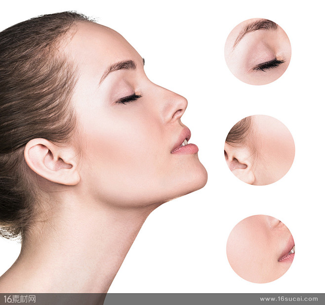 闭着眼睛的外国美女脸部细节高清图片