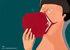 排骨chop  的插画 今天你吃苹果没