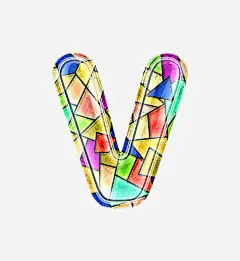 彩色玻璃字母v免抠素材 页面网页 平面电商 创意素材 png素材