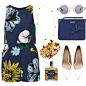 A fashion look from May 2014 featuring blue romper, zara shoes and blue leather handbag. Browse and shop related looks.