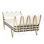 Jonathan Adler Maxime Daybed : Modern Elegance.Sinuous, sculptural, surprising—our Maxime Daybed hits all the right notes. A gleaming brass frame cradles a gracious and soft cushion upholstered in a Palermo Dove basketweave. Arrow sabots and shiny brass b