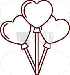 热气球,分离着色,心型,图标,浪漫,婚礼,模板,二月,爱