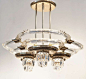 Italian Vintage Glass & Brass Ceiling Fixture