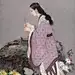 【当代中国画家何家英国画作品欣赏】 —— 貂蝉拜月 94×54.5cm 1991年