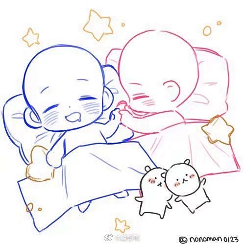Q版小人的线稿素材，转需！