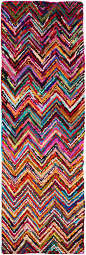 Boho Chevron Magenta/Aqua Runner Rug: 