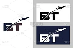 initial letter b and t with aviation logo design