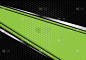 Abstract green silver line banner on black hexagon