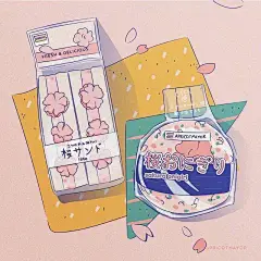 樱花粉治愈系壁纸，插画师 apricotmayor作品分享