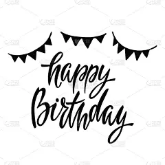 生日快乐。带花环的手写短语。手绘信件到生日设计，明信片，贺卡，海报和印刷品。矢量图