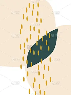 现代和时尚的海报模板与抽象的形状在三个流行的颜色。现代拼贴画、请柬、传单、海报、贺卡、包装和品牌设计