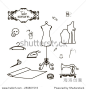 Set of tailor tools and design elements.