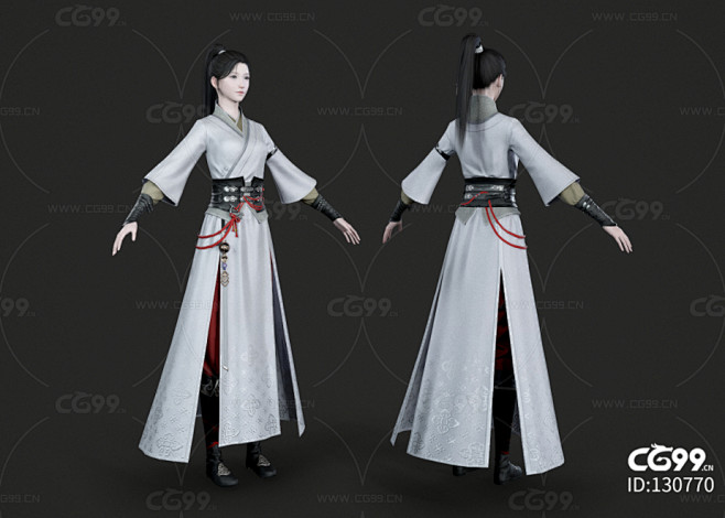 PBR 汉服古装美女 武侠小姐姐 古风美人 女侠 御姐