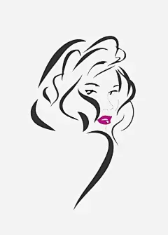 精致妆容美女简笔画图标 页面网页 平面电商 创意素材