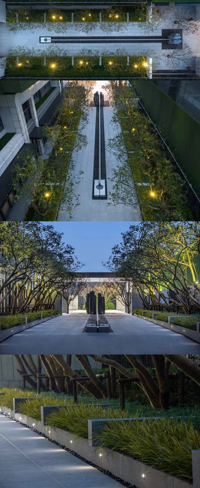 上海 东原璞阅 入口轴线水景采用极简现代的设计语言。精心设计打磨的端景景石象征城市中层峦叠嶂的山石意向，周围飘逸绰约的植物组团蔓延生长，与笔直 ...