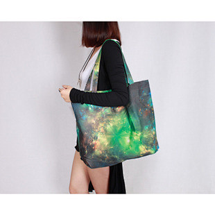 梦幻宇宙星空印花单肩手提大包购物袋包