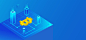 2.5D蓝色渐变区块链比特币金融banner