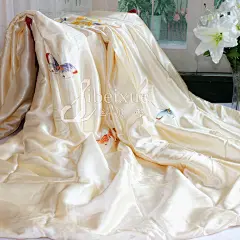丝贝雪家纺 真丝被套 蚕丝手绘被套 100桑蚕丝宽幅被罩 丝绸床品 #真丝# #被套# #蚕丝#