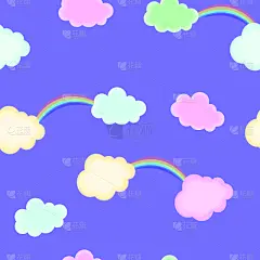云,彩虹,矢量,四方连续纹样,紫色背景,可爱的,请柬,贺卡,纺织品,二件式睡衣