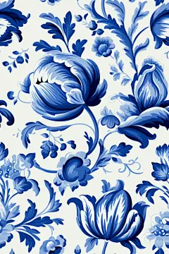 青花瓷底纹插图绘画