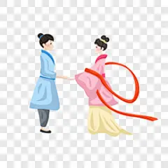 七夕情人节之手绘卡通牛郎和织女牵手节日元素PNG图片➤来自 PNG搜索网 pngss.com 免费免扣png素材下载！